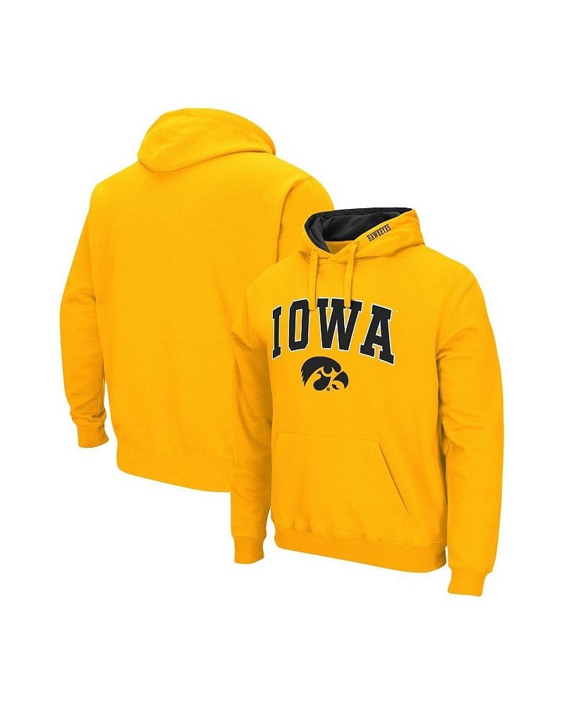 Men's Gold Iowa Hawkeyes Arch and Logo 3.0 Pullover Hoodie $32.39 Sweatshirt