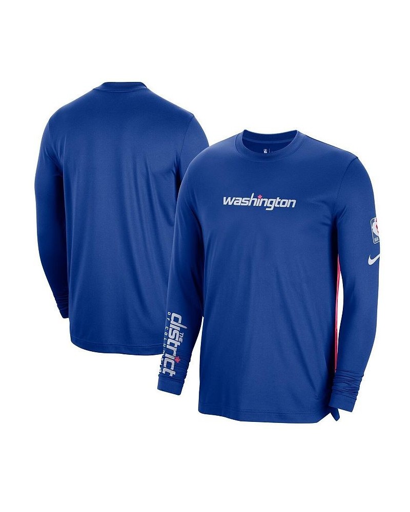 Men's Blue Washington Wizards 2022/23 City Edition Pregame Warmup Long Sleeve Shooting Shirt $27.45 T-Shirts