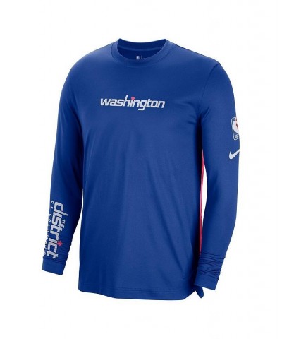 Men's Blue Washington Wizards 2022/23 City Edition Pregame Warmup Long Sleeve Shooting Shirt $27.45 T-Shirts