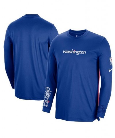 Men's Blue Washington Wizards 2022/23 City Edition Pregame Warmup Long Sleeve Shooting Shirt $27.45 T-Shirts