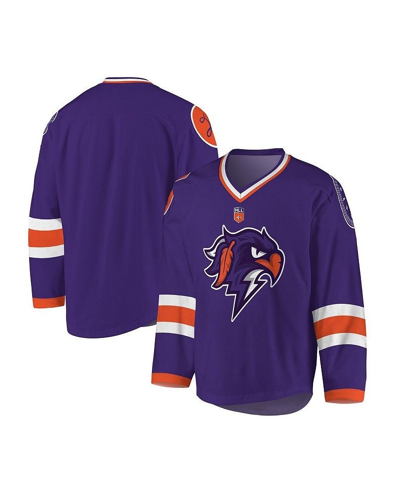 Men's Purple, Orange Halifax Thunderbirds Replica Jersey $61.25 Jersey