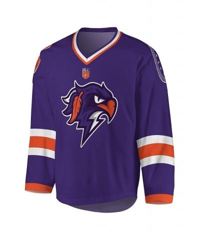 Men's Purple, Orange Halifax Thunderbirds Replica Jersey $61.25 Jersey