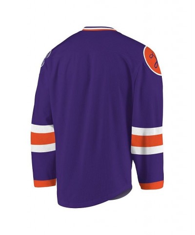 Men's Purple, Orange Halifax Thunderbirds Replica Jersey $61.25 Jersey