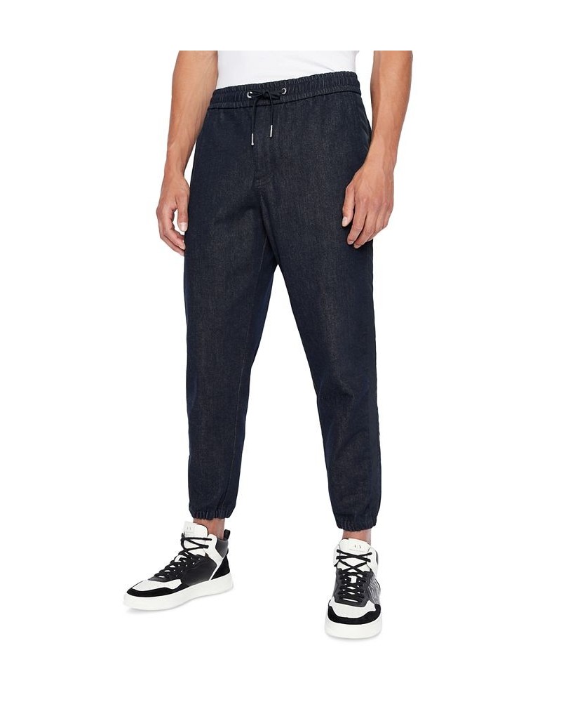 Men's Tonal Taped Denim Joggers Blue $43.00 Pants