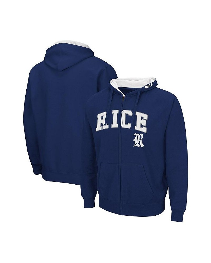 Men's Navy Rice Owls Arch and Logo 3.0 Full-Zip Hoodie $27.60 Sweatshirt