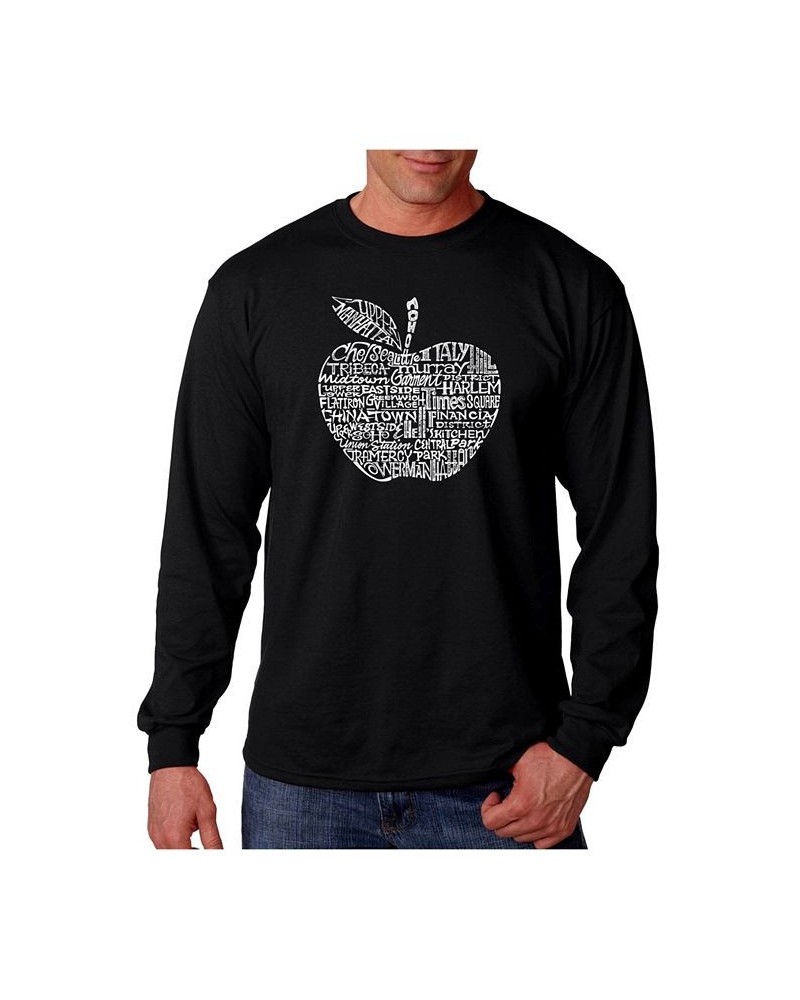 Men's Word Art Long Sleeve T-Shirt - Neighborhoods in NYC Black $23.19 T-Shirts