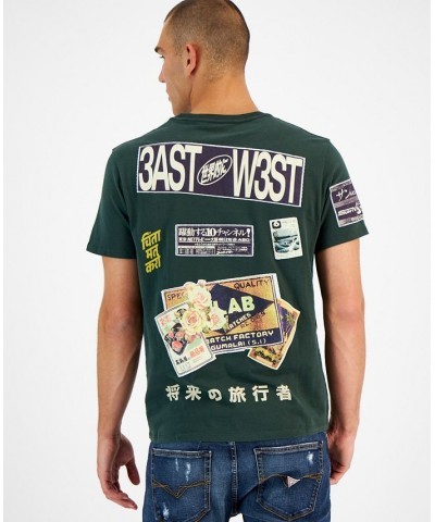 Men's East West Embroidered Patch Logo Graphic T-Shirt Brown $32.03 T-Shirts