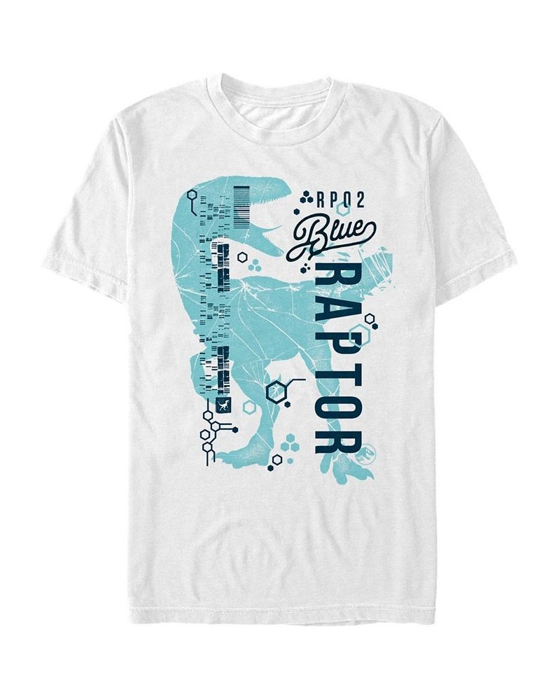 Jurassic World Fallen Kingdom Men's Blue Raptor DNA Short Sleeve T-Shirt White $17.15 T-Shirts