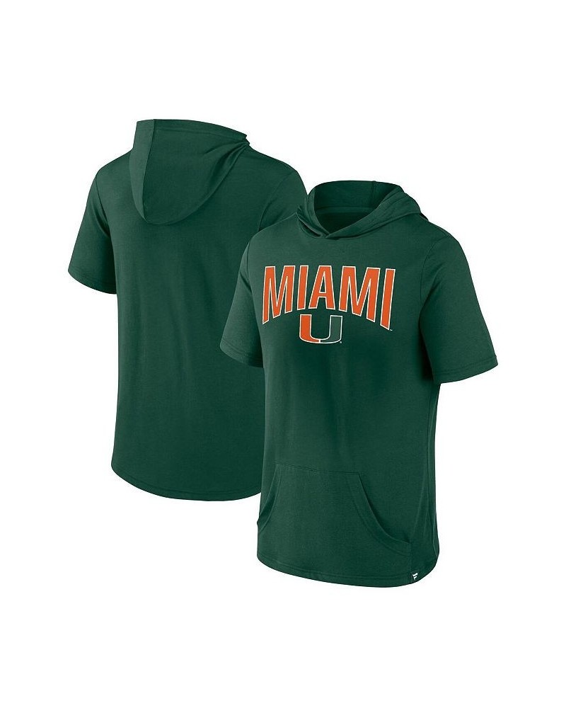 Men's Branded Green Miami Hurricanes Outline Lower Arch Hoodie T-shirt $23.50 T-Shirts