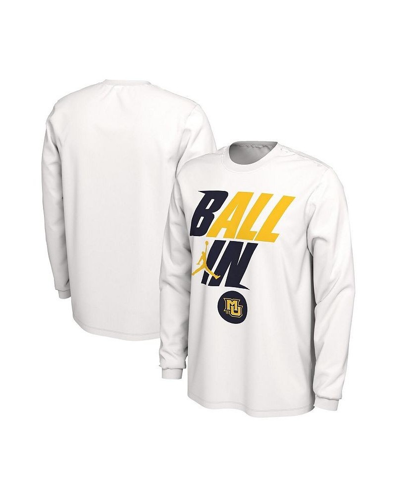 Men's Brand White Marquette Golden Eagles Ball In Bench Long Sleeve T-shirt $29.49 T-Shirts