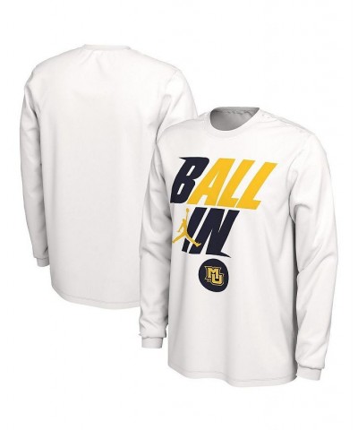 Men's Brand White Marquette Golden Eagles Ball In Bench Long Sleeve T-shirt $29.49 T-Shirts