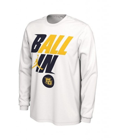 Men's Brand White Marquette Golden Eagles Ball In Bench Long Sleeve T-shirt $29.49 T-Shirts