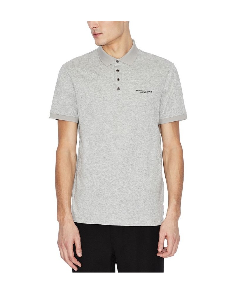 Men's Regular-Fit Logo-Print Polo Shirt Gray $32.90 Polo Shirts