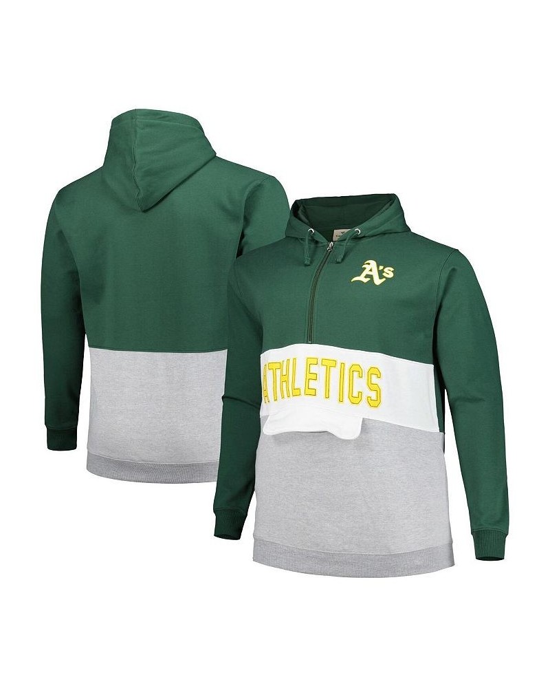 Men's Green, White Oakland Athletics Big and Tall Fleece Half-Zip Hoodie $33.60 Sweatshirt