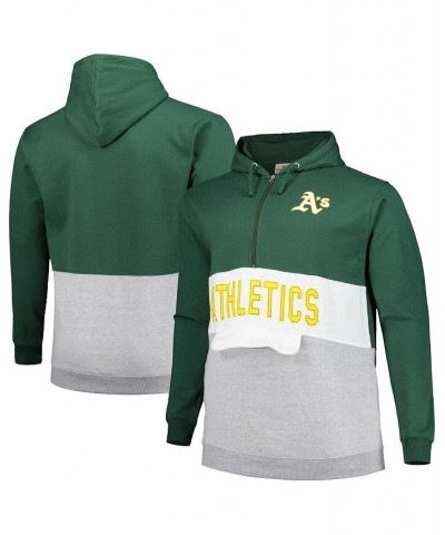 Men's Green, White Oakland Athletics Big and Tall Fleece Half-Zip Hoodie $33.60 Sweatshirt