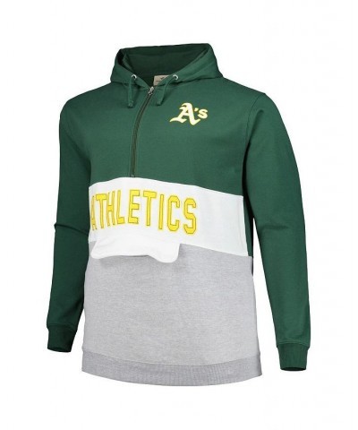 Men's Green, White Oakland Athletics Big and Tall Fleece Half-Zip Hoodie $33.60 Sweatshirt