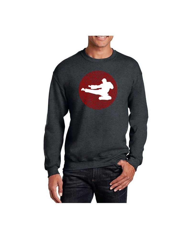 Men's Word Art Types Of Martial Arts Crewneck Sweatshirt Gray $25.00 Sweatshirt