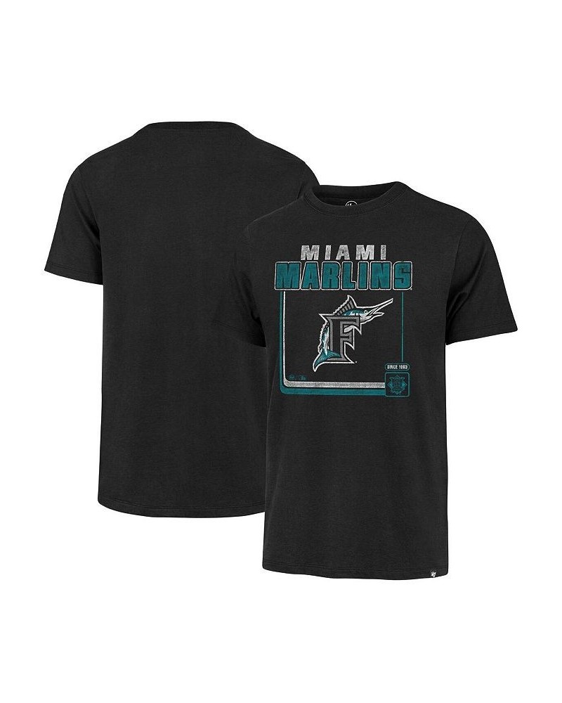 Men's Black Miami Marlins Borderline Franklin T-shirt $18.45 T-Shirts