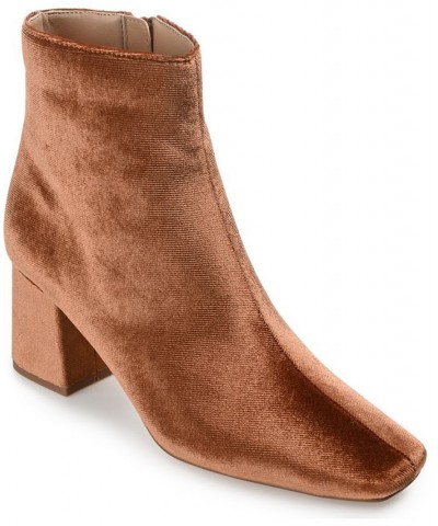 Women's Hazara Velvet Bootie Brown $42.00 Shoes