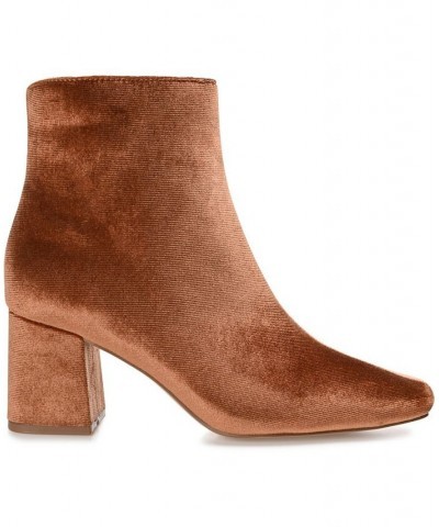 Women's Hazara Velvet Bootie Brown $42.00 Shoes