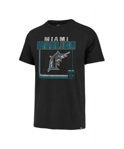 Men's Black Miami Marlins Borderline Franklin T-shirt $18.45 T-Shirts