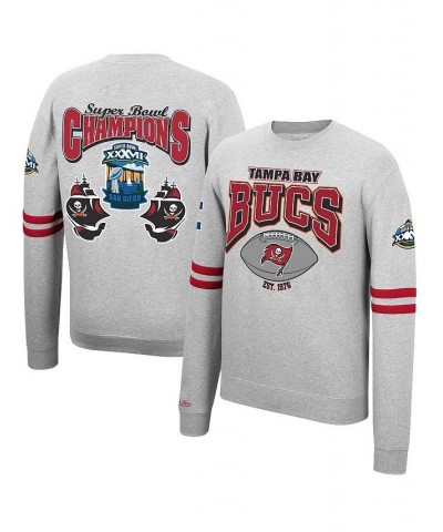 Men's Heathered Gray Tampa Bay Buccaneers Allover Print Fleece Pullover Sweatshirt $40.70 Sweatshirt