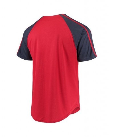 Men's Red Washington Nationals Button-Down Raglan Replica Jersey $26.65 Jersey