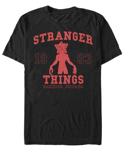 Men's Stranger Things St Collegiate Short Sleeve T-shirt Black $17.84 T-Shirts