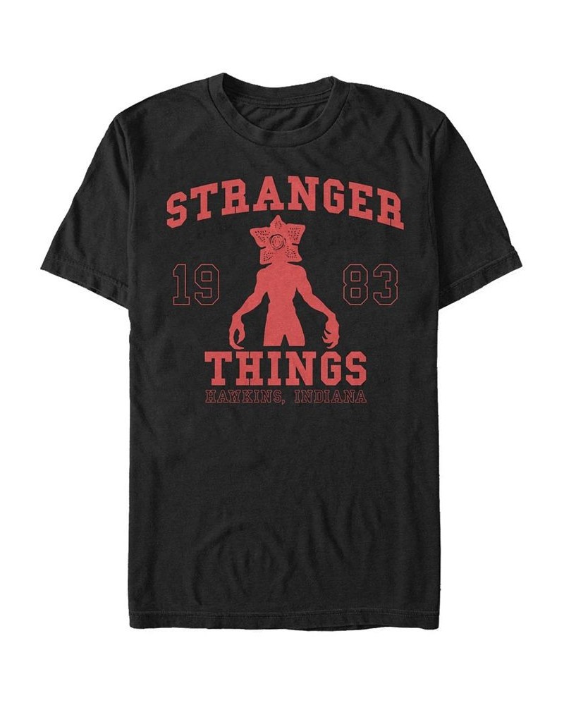 Men's Stranger Things St Collegiate Short Sleeve T-shirt Black $17.84 T-Shirts