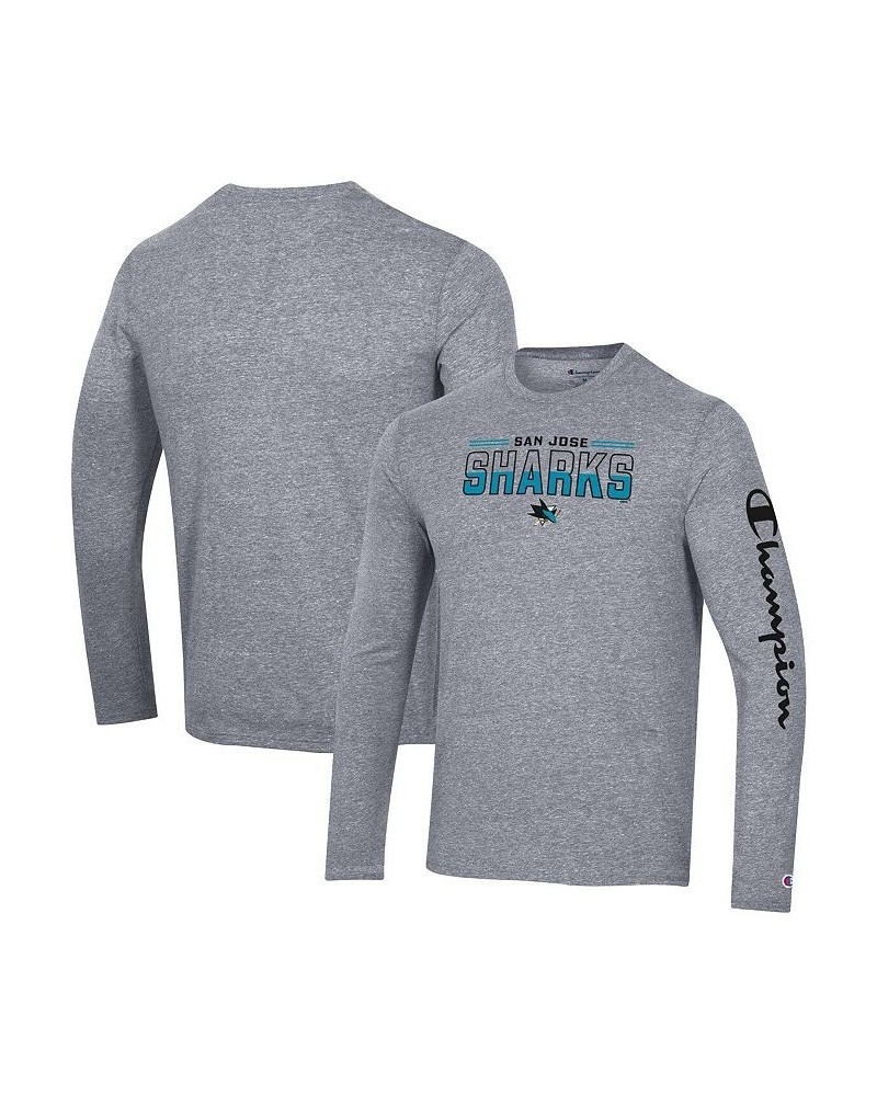 Men's Heather Gray San Jose Sharks Tri-Blend Long Sleeve T-shirt $29.99 T-Shirts