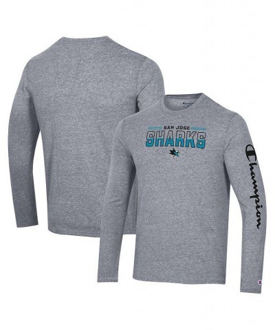 Men's Heather Gray San Jose Sharks Tri-Blend Long Sleeve T-shirt $29.99 T-Shirts