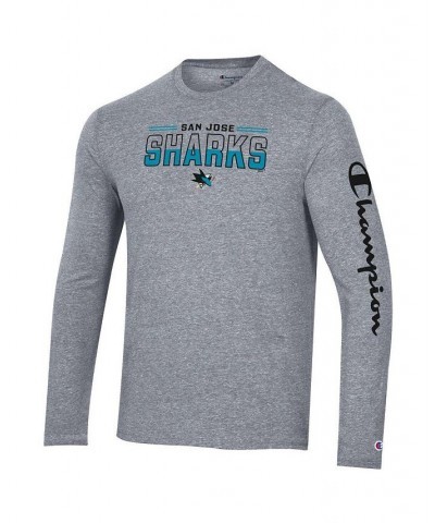 Men's Heather Gray San Jose Sharks Tri-Blend Long Sleeve T-shirt $29.99 T-Shirts