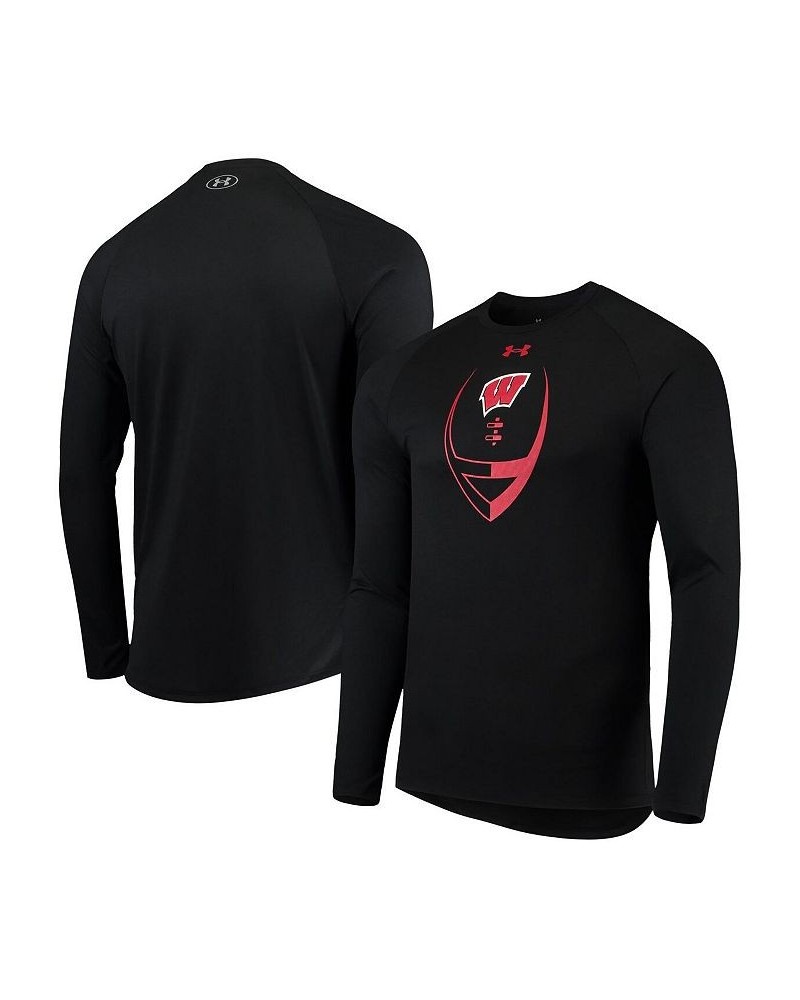 Men's Black Wisconsin Badgers Football Icon Raglan Long Sleeve T-shirt $27.50 T-Shirts