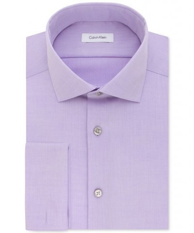 Men's Slim-Fit Non-Iron Performance Herringbone French Cuff Dress Shirt Purple $25.87 Dress Shirts