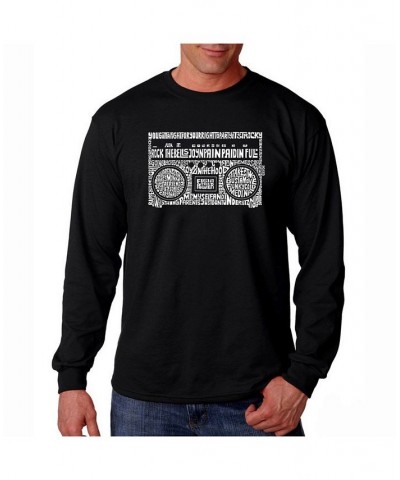 Men's Word Art Long Sleeve T-Shirt - Greatest Rap Hits of The 1980's Black $18.40 T-Shirts