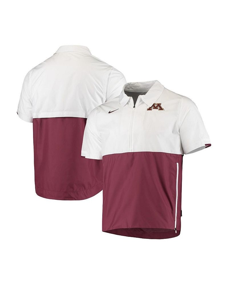 Men's White, Maroon Minnesota Golden Gophers Sideline Coach Half-Zip Jacket $43.99 Jackets