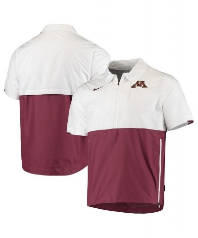 Men's White, Maroon Minnesota Golden Gophers Sideline Coach Half-Zip Jacket $43.99 Jackets