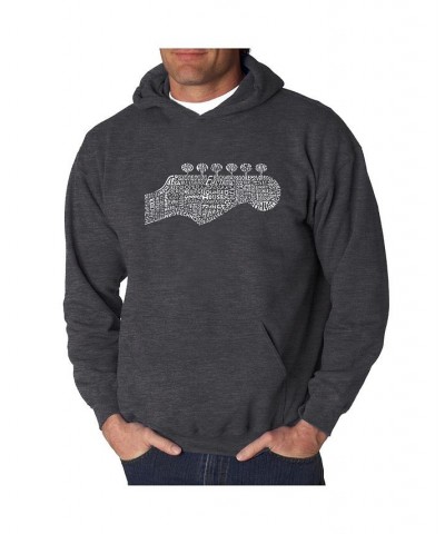 Men's Word Art Hooded Sweatshirt - Guitar Head Gray $24.60 Sweatshirt