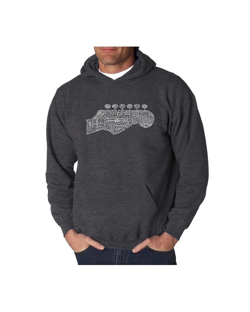 Men's Word Art Hooded Sweatshirt - Guitar Head Gray $24.60 Sweatshirt