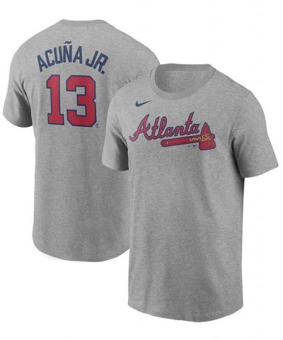 Men's Ronald Acuna Jr. Gray Atlanta Braves Name Number T-shirt $20.50 T-Shirts