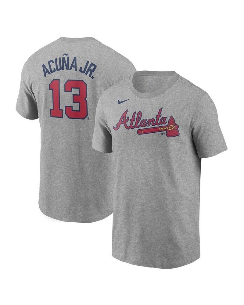 Men's Ronald Acuna Jr. Gray Atlanta Braves Name Number T-shirt $20.50 T-Shirts