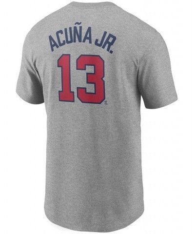 Men's Ronald Acuna Jr. Gray Atlanta Braves Name Number T-shirt $20.50 T-Shirts