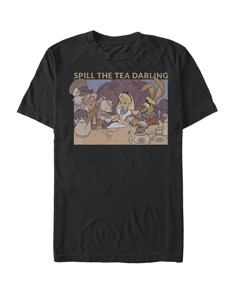 Men's Alice in Wonderland Spill The Tea Short Sleeve T-shirt Black $14.35 T-Shirts