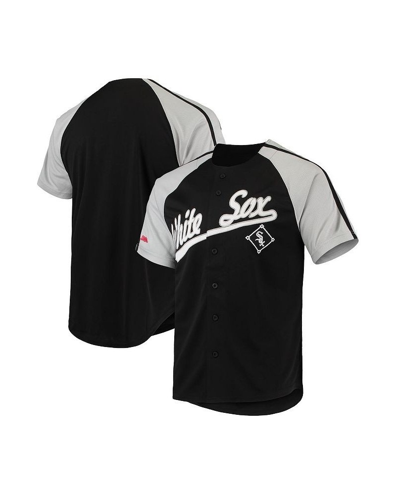 Men's Black Chicago White Sox Button-Down Raglan Replica Jersey $31.85 Jersey