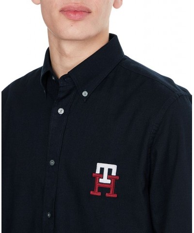 Men's Classic-Fit Embroidered Monogram Button-Down Shirt Blue $24.16 Shirts