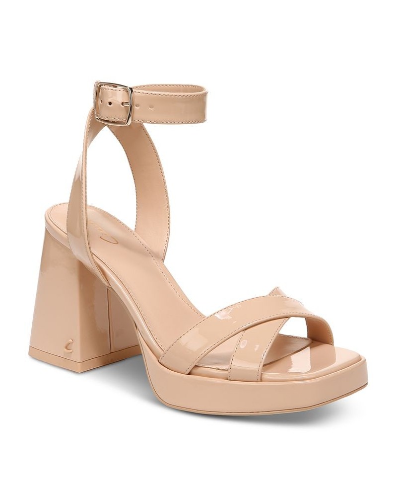 Kaitlyn Ankle-Strap Flare-Heel Platform Sandals PD03 $41.58 Shoes