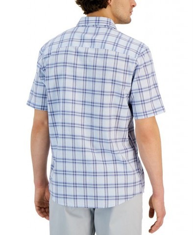 Men's Ellen Classic-Fit Textured Yarn-Dyed Plaid Button-Down Shirt Blue $10.78 Shirts