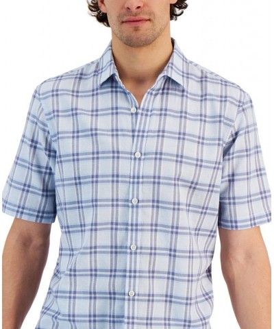 Men's Ellen Classic-Fit Textured Yarn-Dyed Plaid Button-Down Shirt Blue $10.78 Shirts