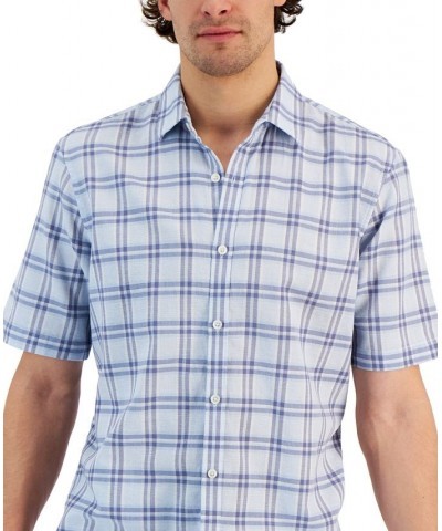 Men's Ellen Classic-Fit Textured Yarn-Dyed Plaid Button-Down Shirt Blue $10.78 Shirts