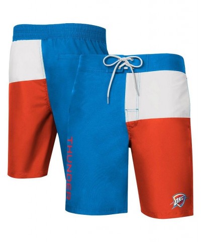 Men's Blue and Orange Oklahoma City Thunder Breeze Color Block Swim Trunks $25.36 Swimsuits